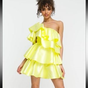 ASOS LUXE one shoulder, ruffle dress